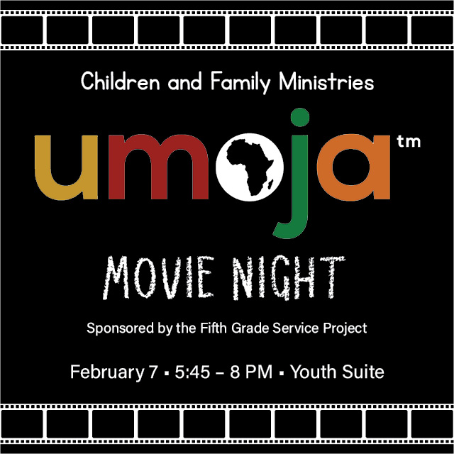 February 7, 5:45 – 8 PM, Youth Suite
Families, drop your child off for a movie night with CFM for a parenting break or if you intend to go to the Faith & Child Development Forum in Room 356.


